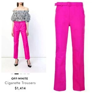 🆕️ Off-White Cigarette Trousers Fuschia Dopamine Dressing Resort wear Sz US 6